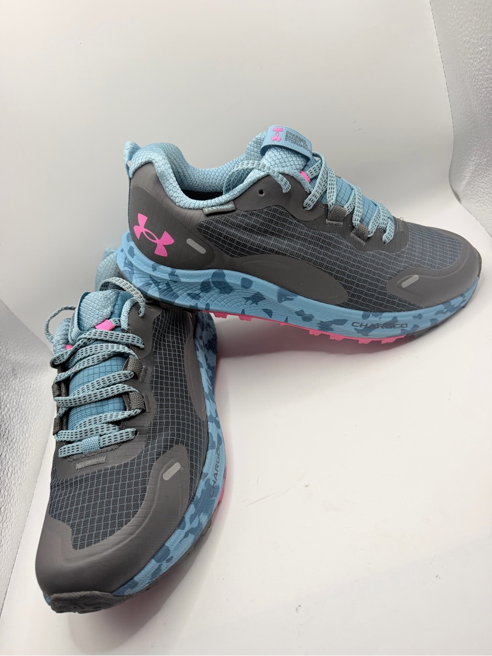 Under Armour Women's Gray, Light Blue & Pink Trail Running Shoes